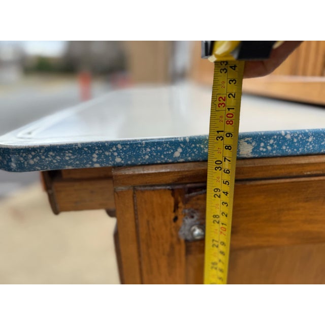 Antique 2 Part Solid Oak Hoosier Cabinet For Sale - Image 14 of 17