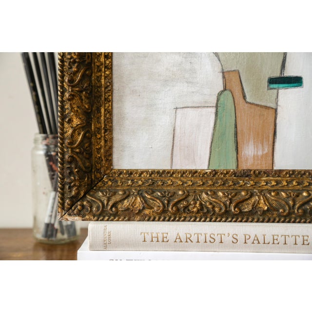 Original Framed Abstract Painting in Antique Gold Frame For Sale - Image 10 of 14