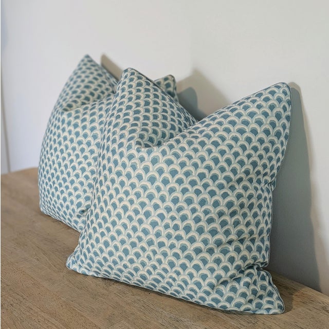 Not Yet Made - Made To Order Brunschwig & Fils Aqua Pave Print Pillows - Set of 2 For Sale - Image 5 of 5