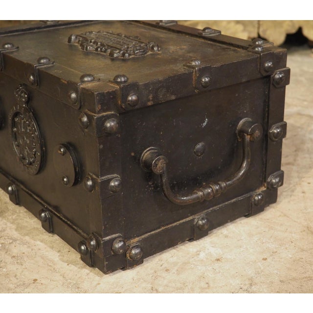 Black Heavy Antique Bauche Cast Iron Safe From Northeastern France, Circa 1870 For Sale - Image 8 of 16