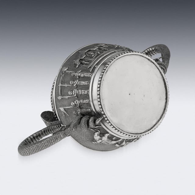Metal Antique 19th Century Indian Silver Cobra Handled Sugar Bowl, Madras, 1890 For Sale - Image 7 of 18