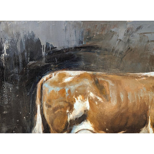 Matthew Paoletti "How Now" Contemporary Naturalistic Rural Animal Painting of a Brown Cow, 2022 For Sale - Image 4 of 10