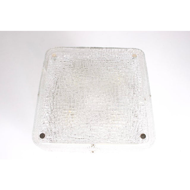 Square Ceiling Light in Textured Glass, 1970s For Sale - Image 6 of 6
