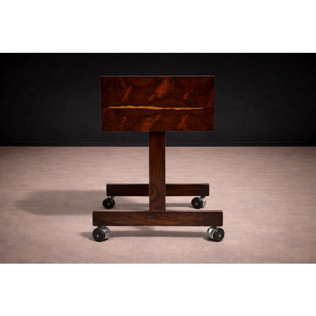 Console on Wheels in Rosewood & Chrome Wheels, Sergio Rodrigues, 1960s For Sale - Image 9 of 12