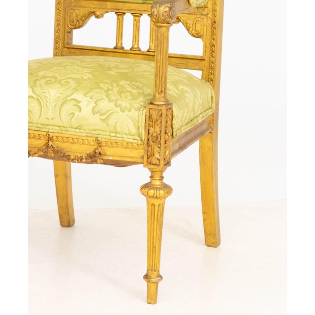 Pair of Louis XVI Style Giltwood Fauteuils For Sale - Image 4 of 9