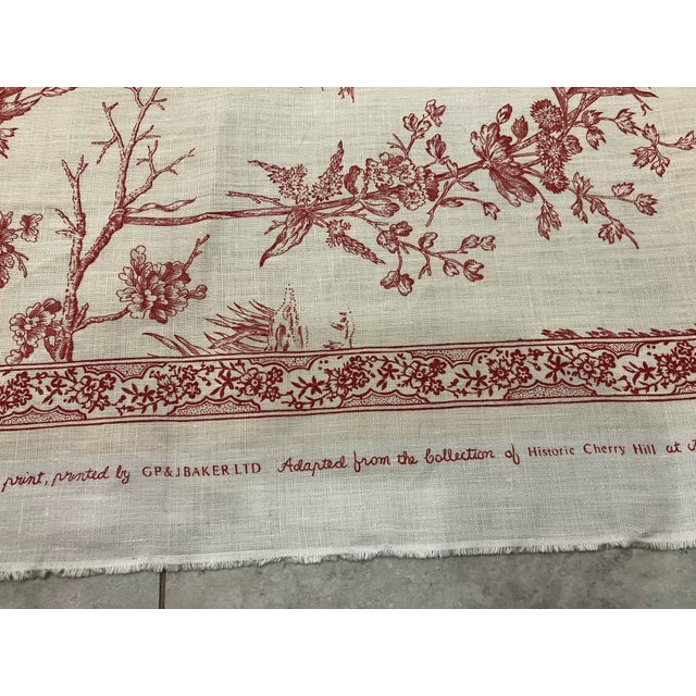 4 Yards Brunschwig & Fils Red Toile Linen For Sale In Boston - Image 6 of 11