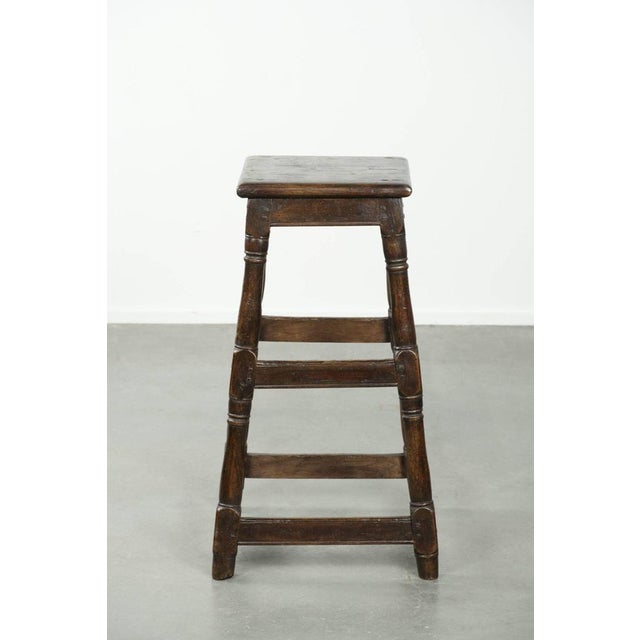 Antique English Oak Stool, 1700s For Sale - Image 5 of 11