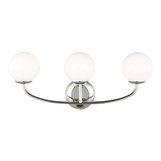 AERIN By Visual Comfort Studio Galassia 3-Light Vanity Fixture in Polished Nickel For Sale