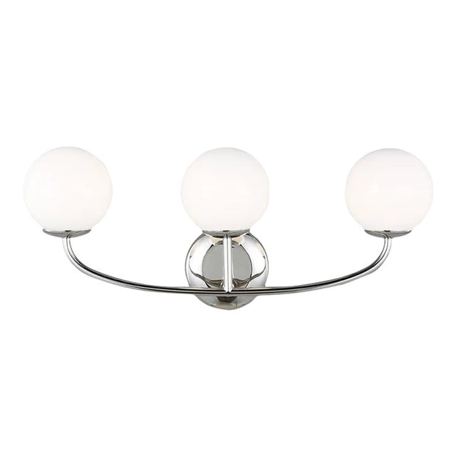 AERIN By Visual Comfort Studio Galassia 3-Light Vanity Fixture in Polished Nickel For Sale