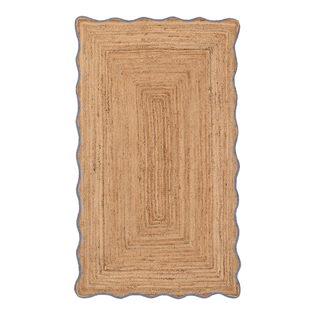 5x7Ft. Grey Wave Scallop Jute Rug For Sale