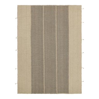Rug & Kilim’s Contemporary Kilim in Beige and Gray Textural Stripes For Sale