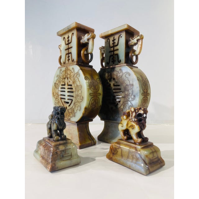 Asian Revival Soapstone Urns For Sale - Image 4 of 7