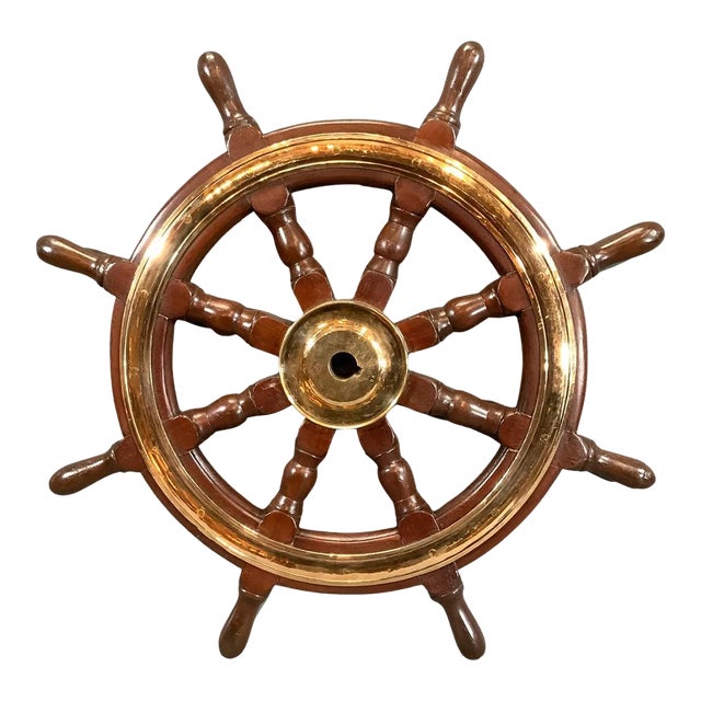 Eight Spoke Ships Wheel with Solid Brass For Sale
