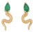 Emerald Snake Earrings Vintage 18k Yellow Gold Small Studs Serpent Jewelry, A Pair For Sale