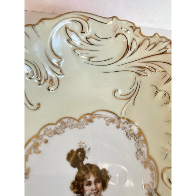 Meissen Porcelain Antique German Hand-Painted Portrait Porcelain Plate For Sale - Image 4 of 12