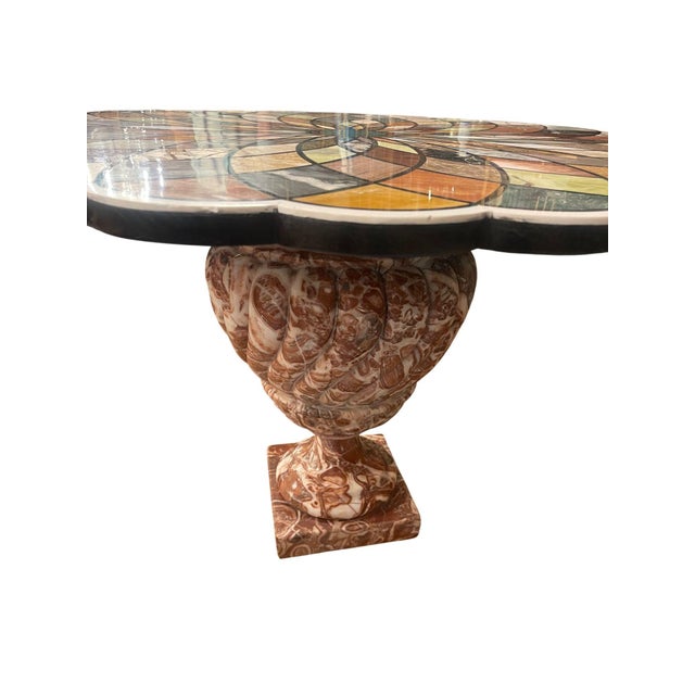 Early 20th Century Early 20th C. Italian Pietra Dura Geometric Flower Center Table W/ Marble Base For Sale - Image 5 of 10