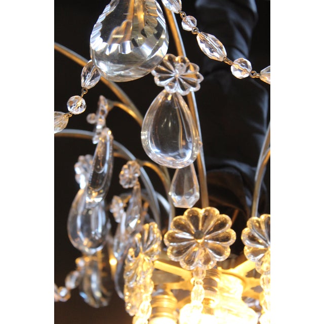 Metal Antique Marie-Antoinette Style Chandelier in Crystal, 1890s For Sale - Image 7 of 15