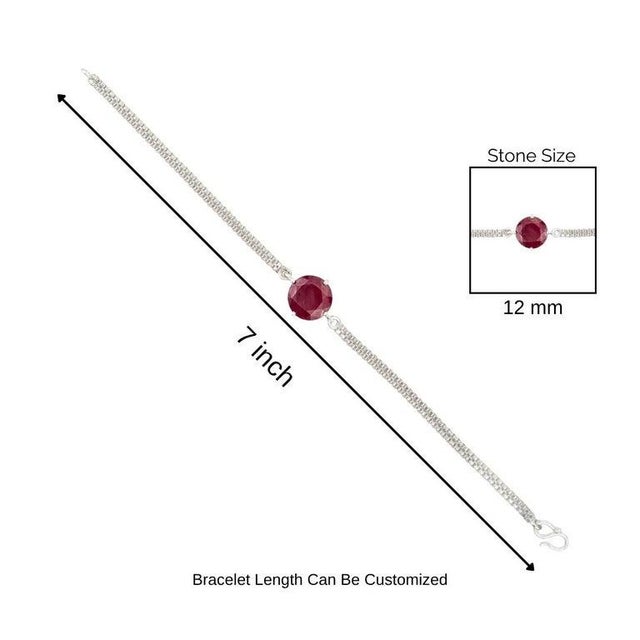 Single Stone Natural Ruby Unisex Bracelet in 925 Silver For Sale - Image 10 of 12