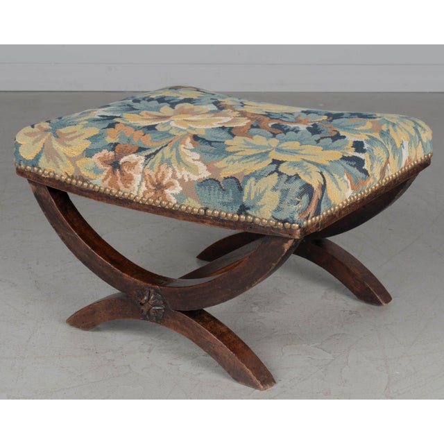 Wood 19th Century French Petit Point Stool For Sale - Image 7 of 9
