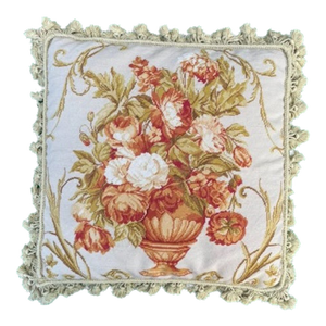Vintage Floral Arrangement Needlepoint Pillow