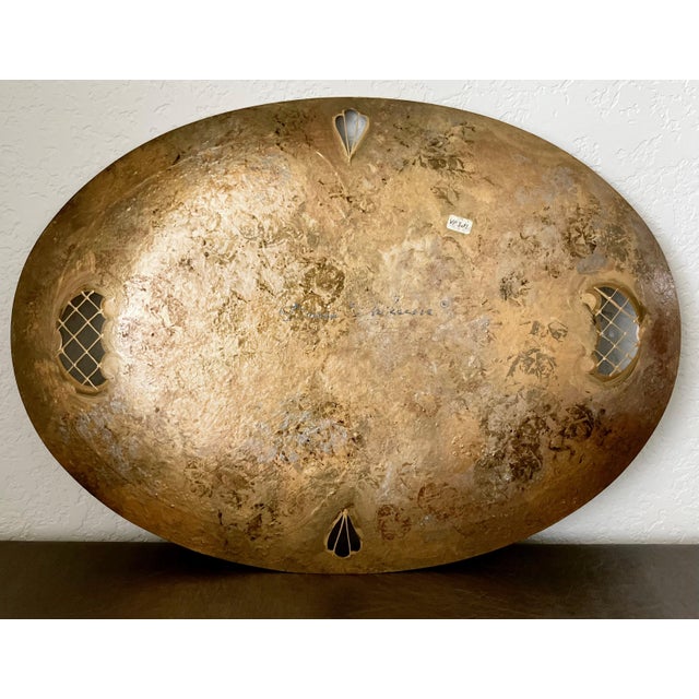 Art Nouveau Circa 1990s Verre Eglomisé-Style Reverse Painted Oval Glass Tray by Diana Gaikazova For Sale - Image 3 of 12