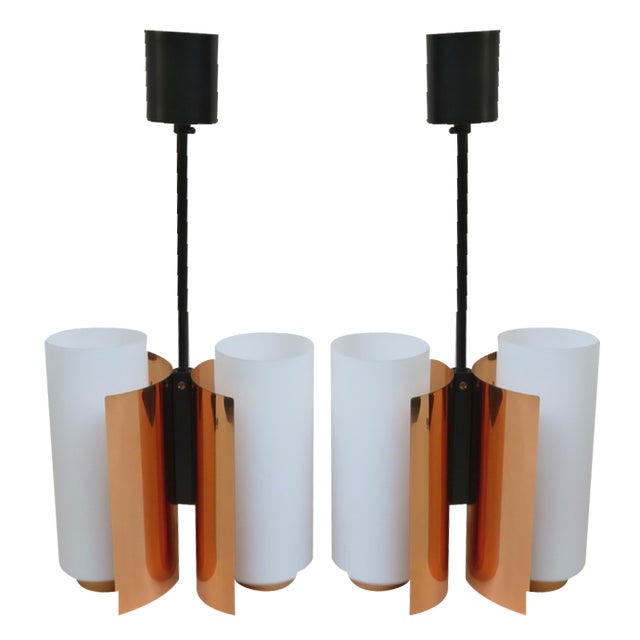 Copper & Glass Ceiling Lights from Cosack, 1960s, Set of 2 For Sale