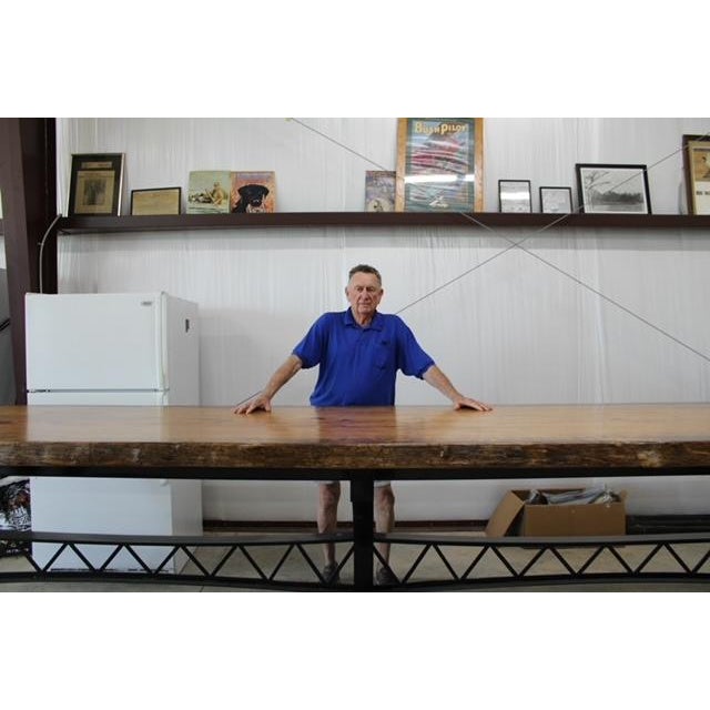Historic 16 Foot Live Edge Single Slab Table For Sale - Image 9 of 18