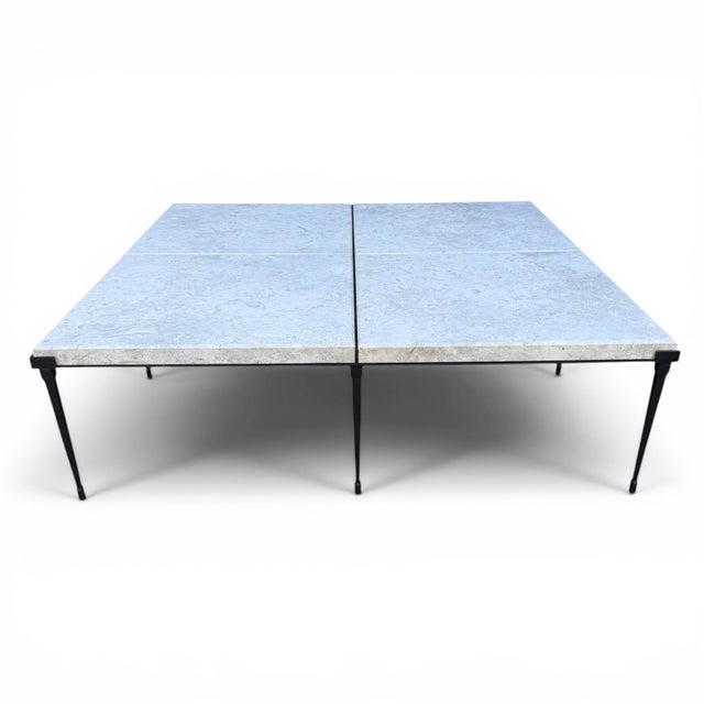 Holly Hunt Holly Hunt Rue De Seine Iron and Marble Cocktail Table For Sale - Image 4 of 7