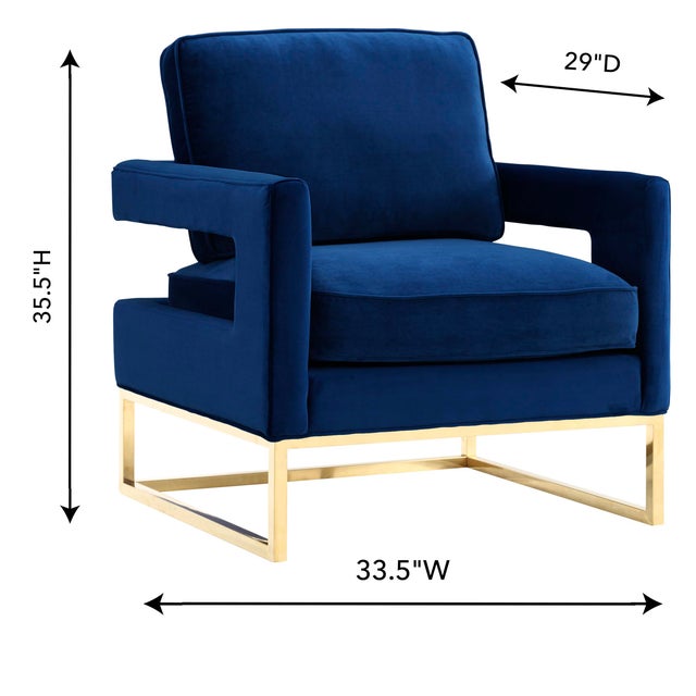 2020s Avery Navy Velvet Chair with Gold Frame For Sale - Image 5 of 7