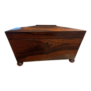 Large 19th Century English Mahogany Sarcophagus Form Tea Caddy