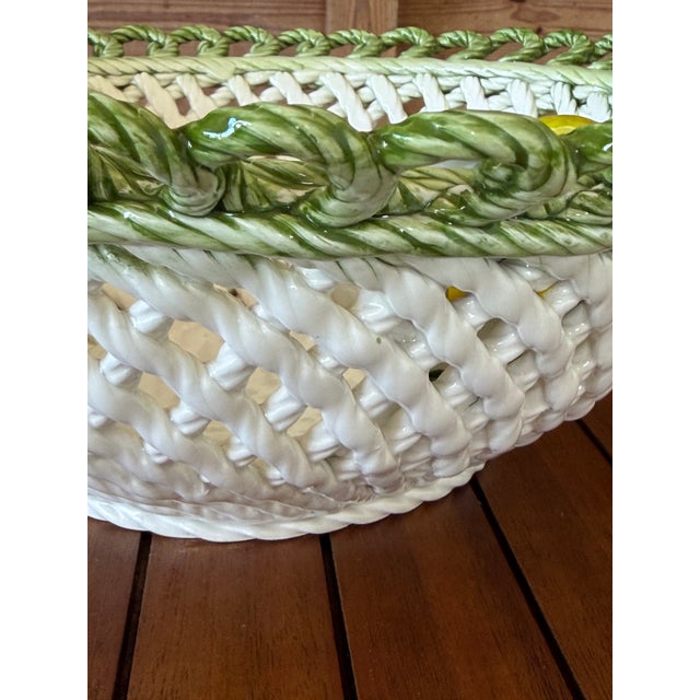 Handcrafted Italian Ceramic Lemon Basket Bowl by Lanzarin Ceramiche For Sale - Image 10 of 12