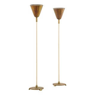 Floor Lamps in Brass and Lacquered Metal, 1950s, Set of 2 For Sale