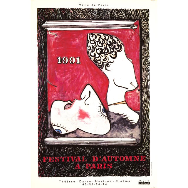 Abstract Festival d'Automne a Paris 1991 Jasper Johns Original Small Version Music Danse Cinema For Sale - Image 3 of 3