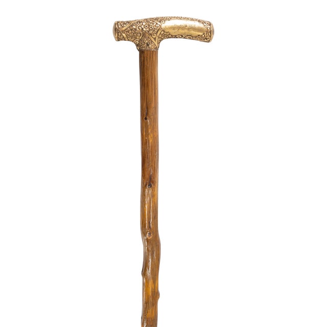 19th Century Victorian Gold Filled Cane or Walking Stick For Sale