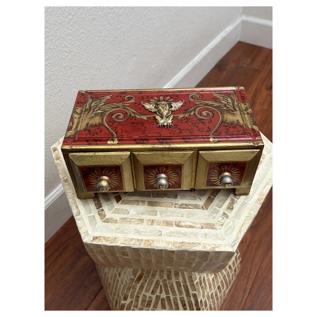 Boho Chic Ooak, Gemstone, Winged, Female Lion, Florentine Box For Sale - Image 3 of 10