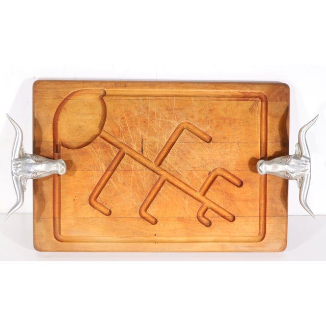 Mid 20th Century Vintage Bruce Cox Meat Tray With Aluminum Steel Head Handles For Sale - Image 5 of 9