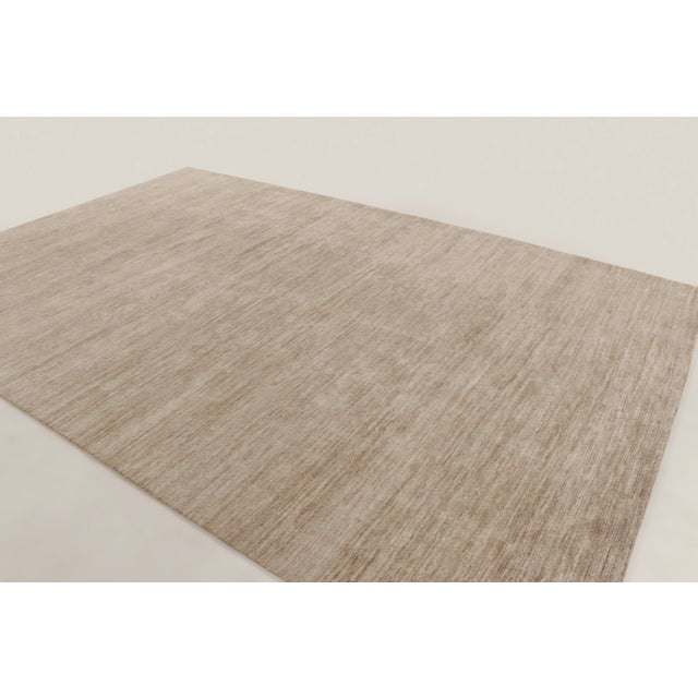 Contemporary Contemporary Oversized Textural Linen Rug by Rug & Kilim, India, Sand Brown For Sale - Image 3 of 9