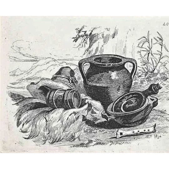 The still life is an original etching artwork realized after Charles Coleman (1807, Yorkshire - 1874, Roma) in 1992....