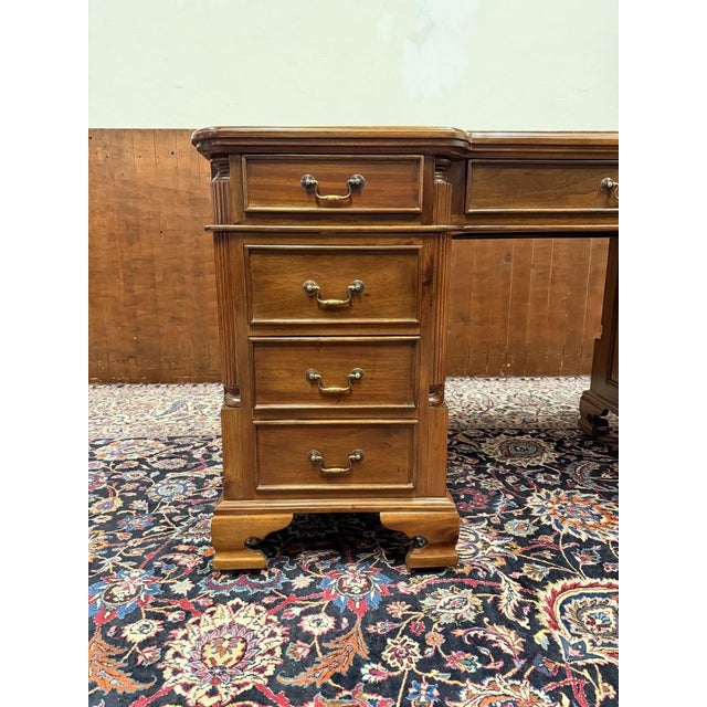 English Desk in Red Leather For Sale - Image 9 of 18