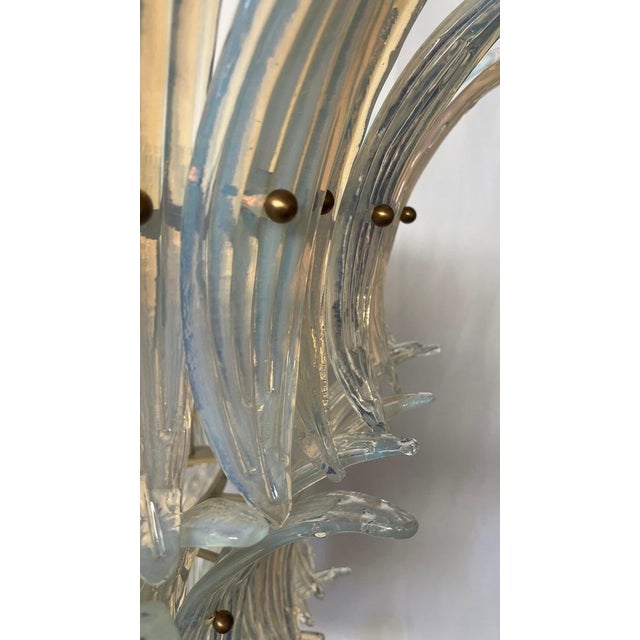 Italian Murano Glass Palmette Leaves Chandelier, 1980s For Sale - Image 11 of 18