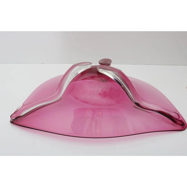 Mid 20th Century Abstract 16" Dish Purple Pink Glass Signed For Sale - Image 5 of 9