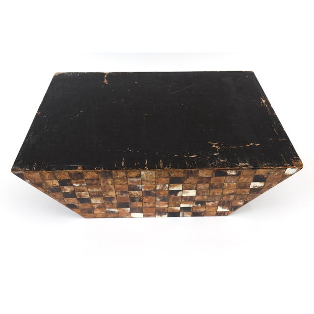 Vintage Monumental Horn and Wood Pyramid Two Part Box Style of Karl Springer For Sale - Image 10 of 12