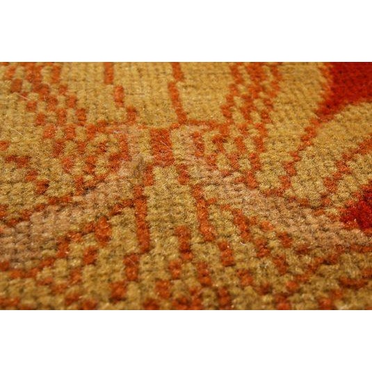 Rug & Kilim Antique Hooked Silk Rug in Red and Beige Floral Patterns - Rug & Kilim For Sale - Image 4 of 7