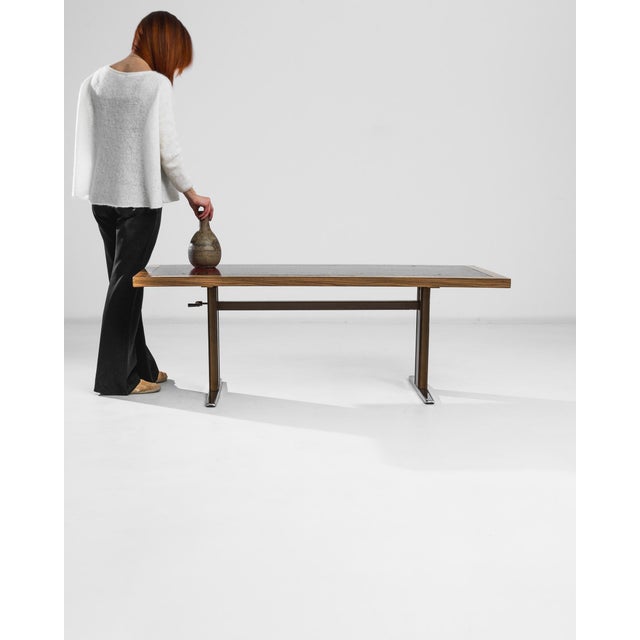 20th Century Scandinavian Metal Coffee Table with Wooden Top For Sale - Image 9 of 18