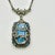 1920s Antique Art Deco Art Nouveau Blue Glass & Silver Tone Pendant Necklace, 14.5”. For Sale - Image 11 of 12