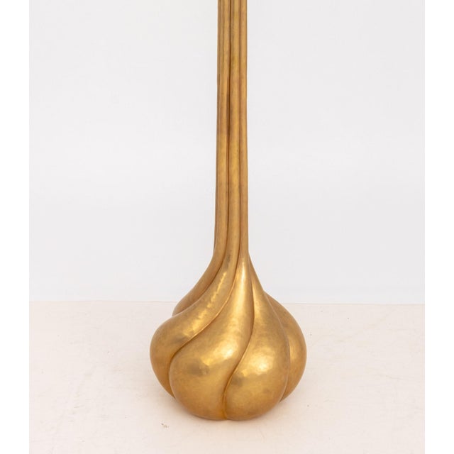 Late 20th Century Pair of Robert Kuo Spiral Bulb Form Gilt Brass Floor Lamps For Sale - Image 5 of 10