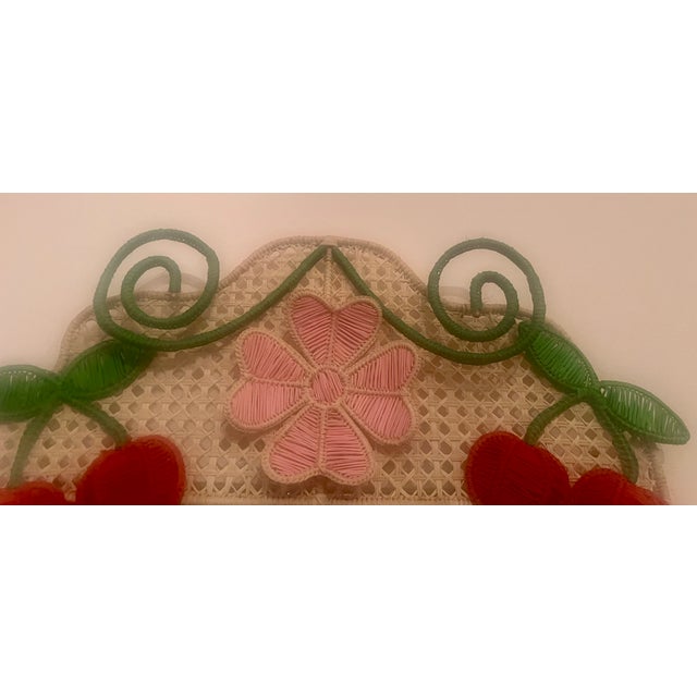 Fun Quirky Mercedes Salazar Cherrys Garden Rafia Mirror in Perfect Condition For Sale - Image 4 of 4