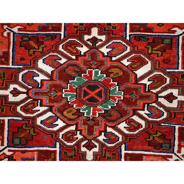 1960 10'x12'9" Crimson Red Pure And Soft Wool Sheared Low Semi Antique Oriental Rug For Sale - Image 10 of 11
