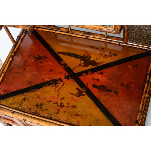 English Bamboo & Lacquered Chinoiserie Mirrored Hall Stand For Sale - Image 12 of 13
