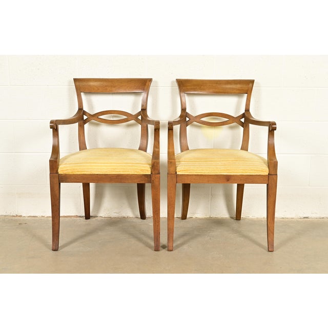 Kindel Furniture Style Regency Carved Walnut Armchairs, Pair For Sale - Image 15 of 15